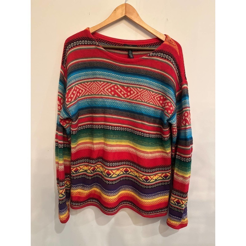 LRL Lauren Jean Co. Striped Southwestern Knit Sweater – Size XL - Picture 2 of 10
